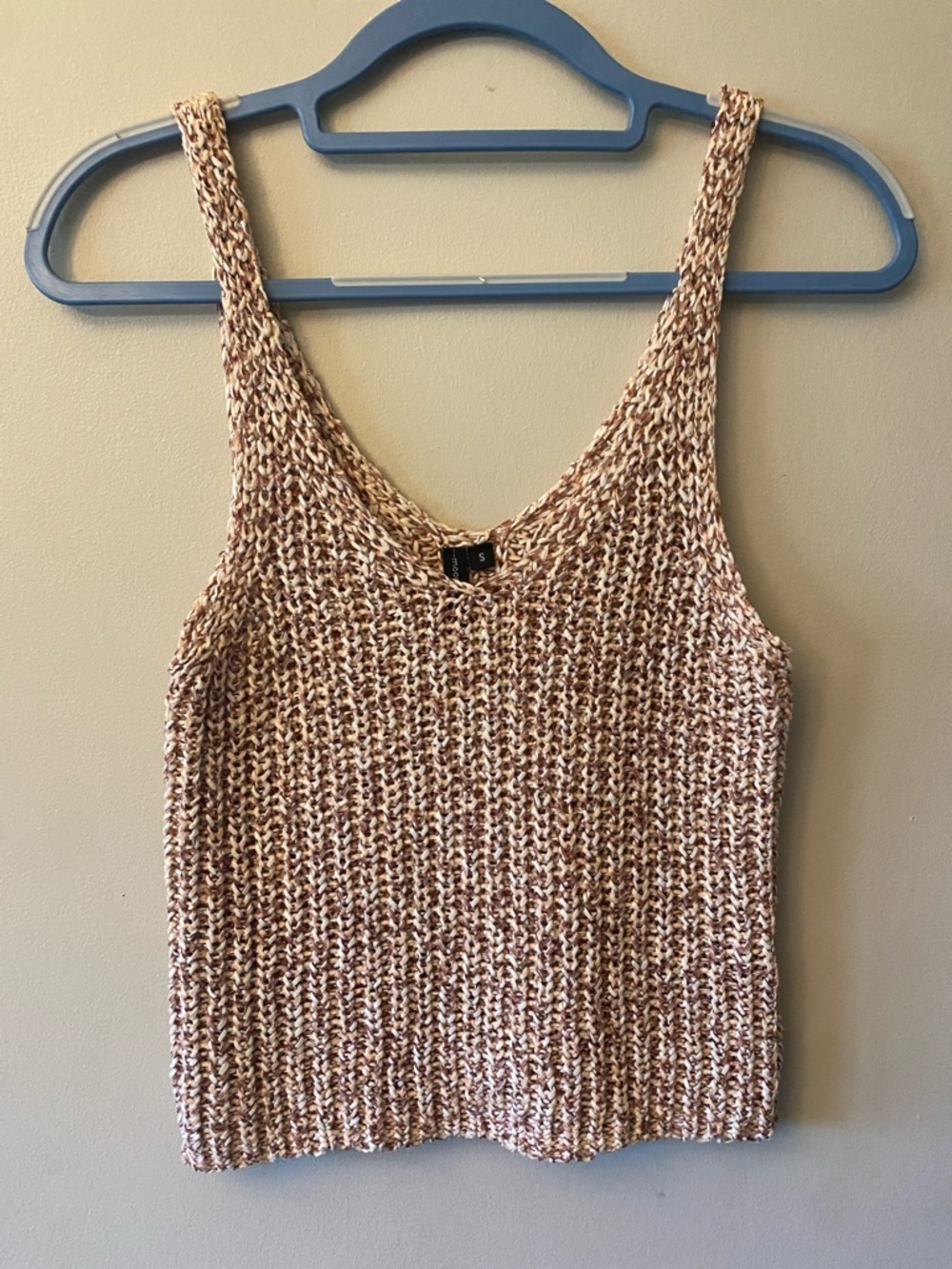 moon & madison Beige Multi Knit Scoop Tank